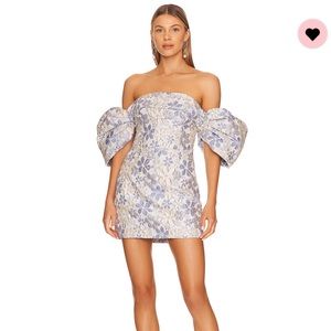 Elliatt Light Blue Floral Off-Shoulder Mini Dress